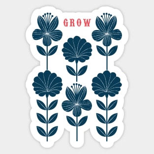 Grow Flowers dark blue Sticker